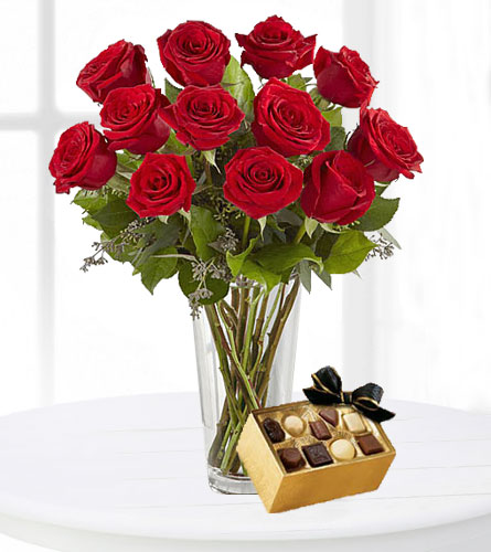 Bouquet de 12 roses CHOCOLAT