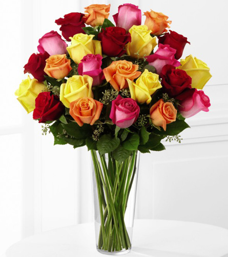Pam's Garden - Bright Mixed Flowers - Premium Bright Spark Rose Bouquet